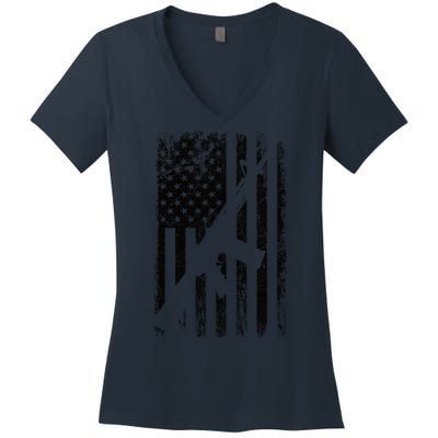 AR15 American Flag Women's V-Neck T-Shirt