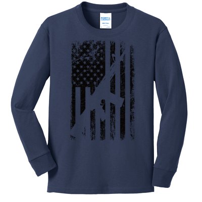 AR15 American Flag Kids Long Sleeve Shirt