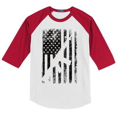 AR15 American Flag Kids Colorblock Raglan Jersey