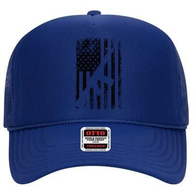 AR15 American Flag High Crown Mesh Back Trucker Hat