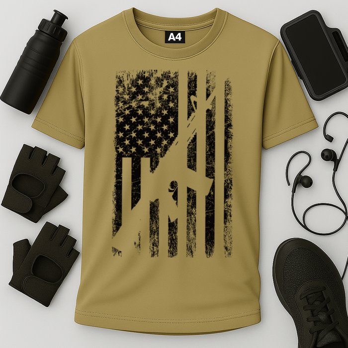 AR15 American Flag Cooling Performance Crew T-Shirt