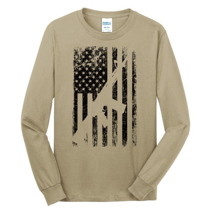 AR15 American Flag Tall Long Sleeve T-Shirt