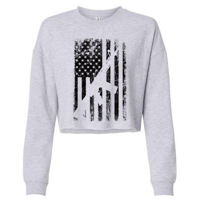 AR15 American Flag Cropped Pullover Crew