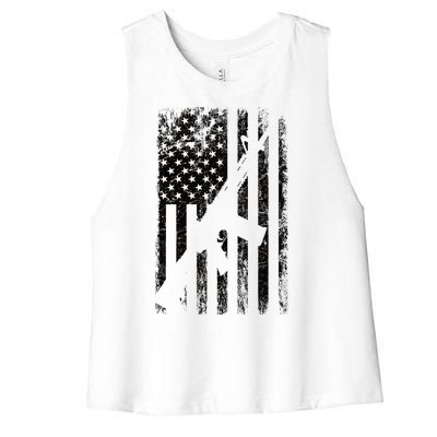 AR15 American Flag Women's Racerback Cropped Tank