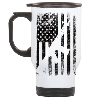 AR15 American Flag Stainless Steel Travel Mug