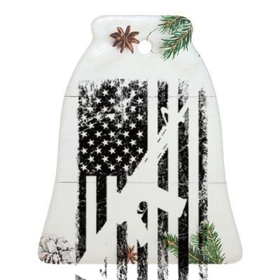 AR15 American Flag Ceramic Bell Ornament