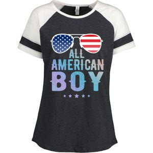 All American Freedom Usa July 4th Retro Meaningful Gift Enza Ladies Jersey Colorblock Tee