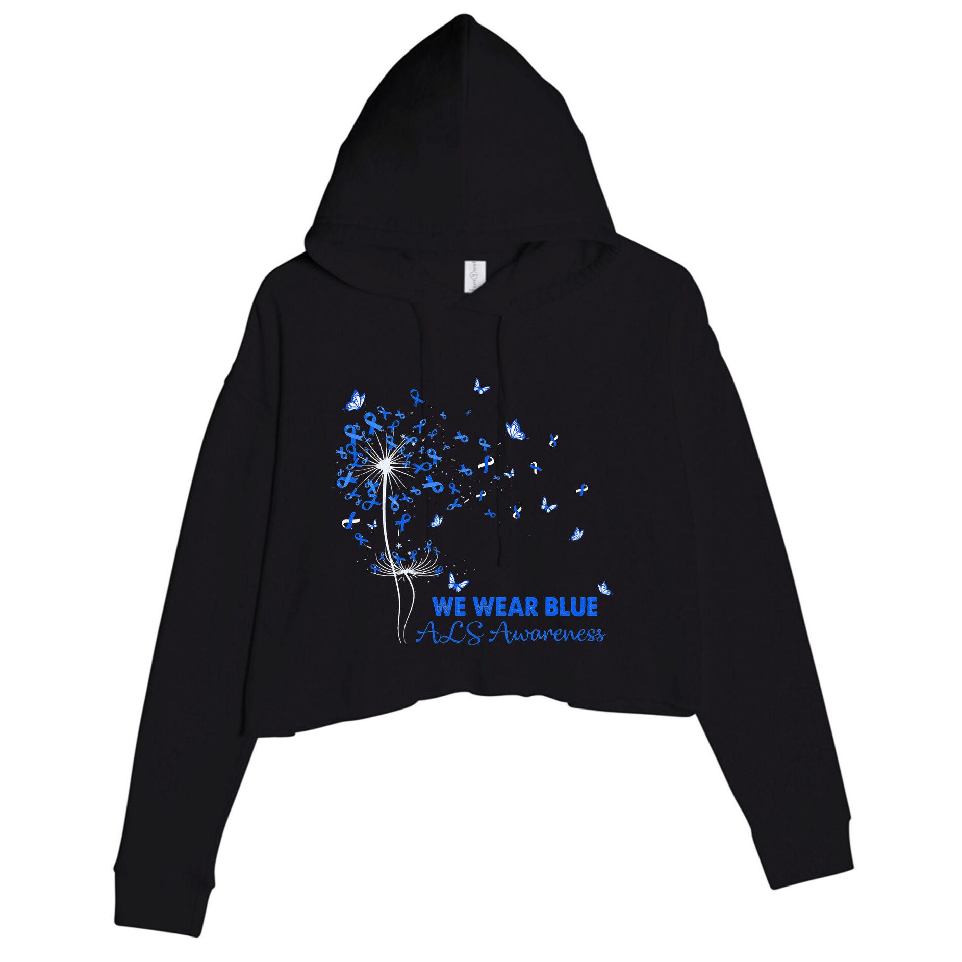 ALS Awareness Faith Hope Love Dandelion Crop Fleece Hoodie