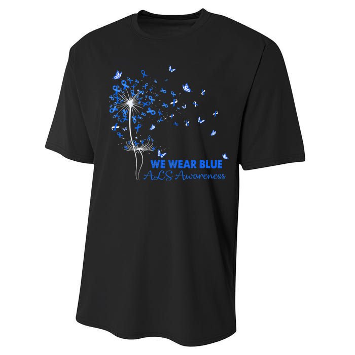 ALS Awareness Faith Hope Love Dandelion Performance Sprint T-Shirt