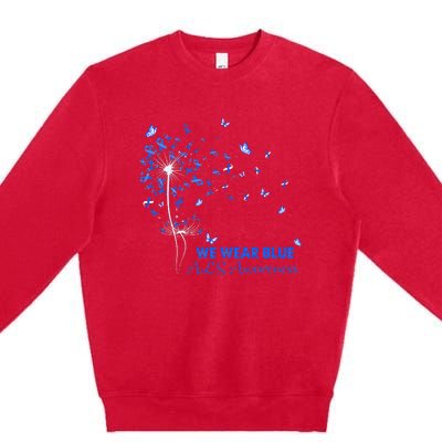 ALS Awareness Faith Hope Love Dandelion Premium Crewneck Sweatshirt