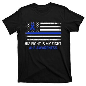 ALS Awareness Fight Blue Ribbon USA Flag Dad Warrior Support T-Shirt