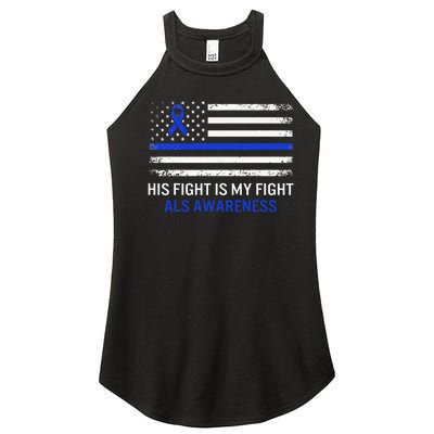 ALS Awareness Fight Blue Ribbon USA Flag Dad Warrior Support Women’s Perfect Tri Rocker Tank