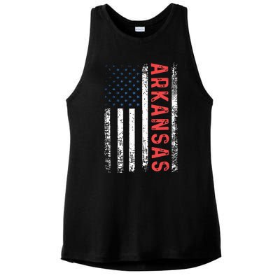 Arkansas American Flag Pride Patriotic Ladies PosiCharge Tri-Blend Wicking Tank