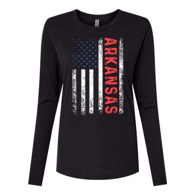 Arkansas American Flag Pride Patriotic Womens Cotton Relaxed Long Sleeve T-Shirt