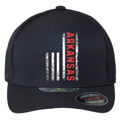 Arkansas American Flag Pride Patriotic Flexfit Unipanel Trucker Cap