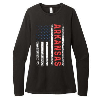 Arkansas American Flag Pride Patriotic Womens CVC Long Sleeve Shirt