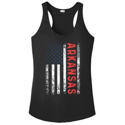 Arkansas American Flag Pride Patriotic Ladies PosiCharge Competitor Racerback Tank