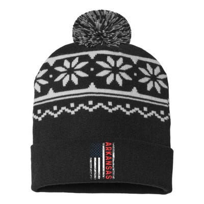 Arkansas American Flag Pride Patriotic USA-Made Snowflake Beanie