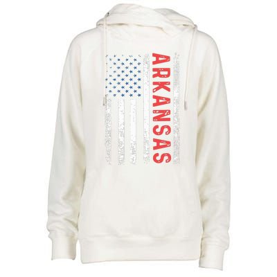 Arkansas American Flag Pride Patriotic Womens Funnel Neck Pullover Hood