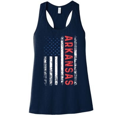 Arkansas American Flag Pride Patriotic Women's Racerback Tank