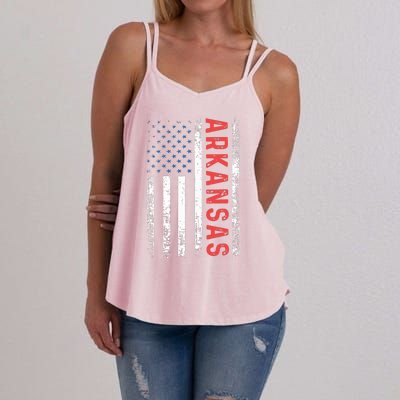 Arkansas American Flag Pride Patriotic Women's Strappy Tank