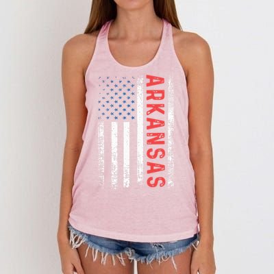 Arkansas American Flag Pride Patriotic Women's Knotted Racerback Tank