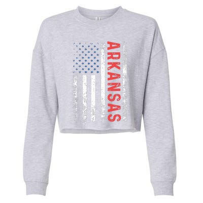 Arkansas American Flag Pride Patriotic Cropped Pullover Crew