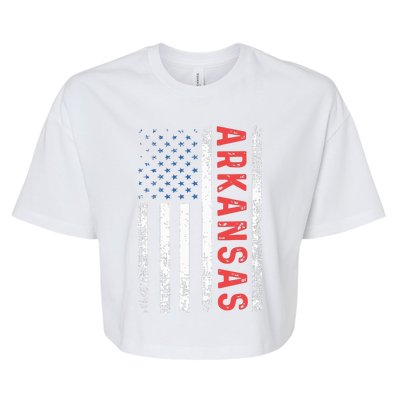 Arkansas American Flag Pride Patriotic Bella+Canvas Jersey Crop Tee