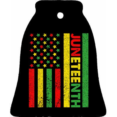 African American Flag Juneteenth Ceramic Bell Ornament