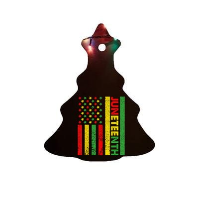 African American Flag Juneteenth Ceramic Tree Ornament