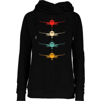 Aviation Airplane Flying Airline Funny Vintage Pilot Womens Funnel Neck Pullover Hood