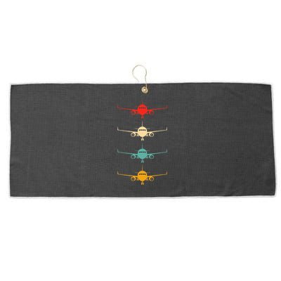 Aviation Airplane Flying Airline Funny Vintage Pilot Large Microfiber Waffle Golf Towel