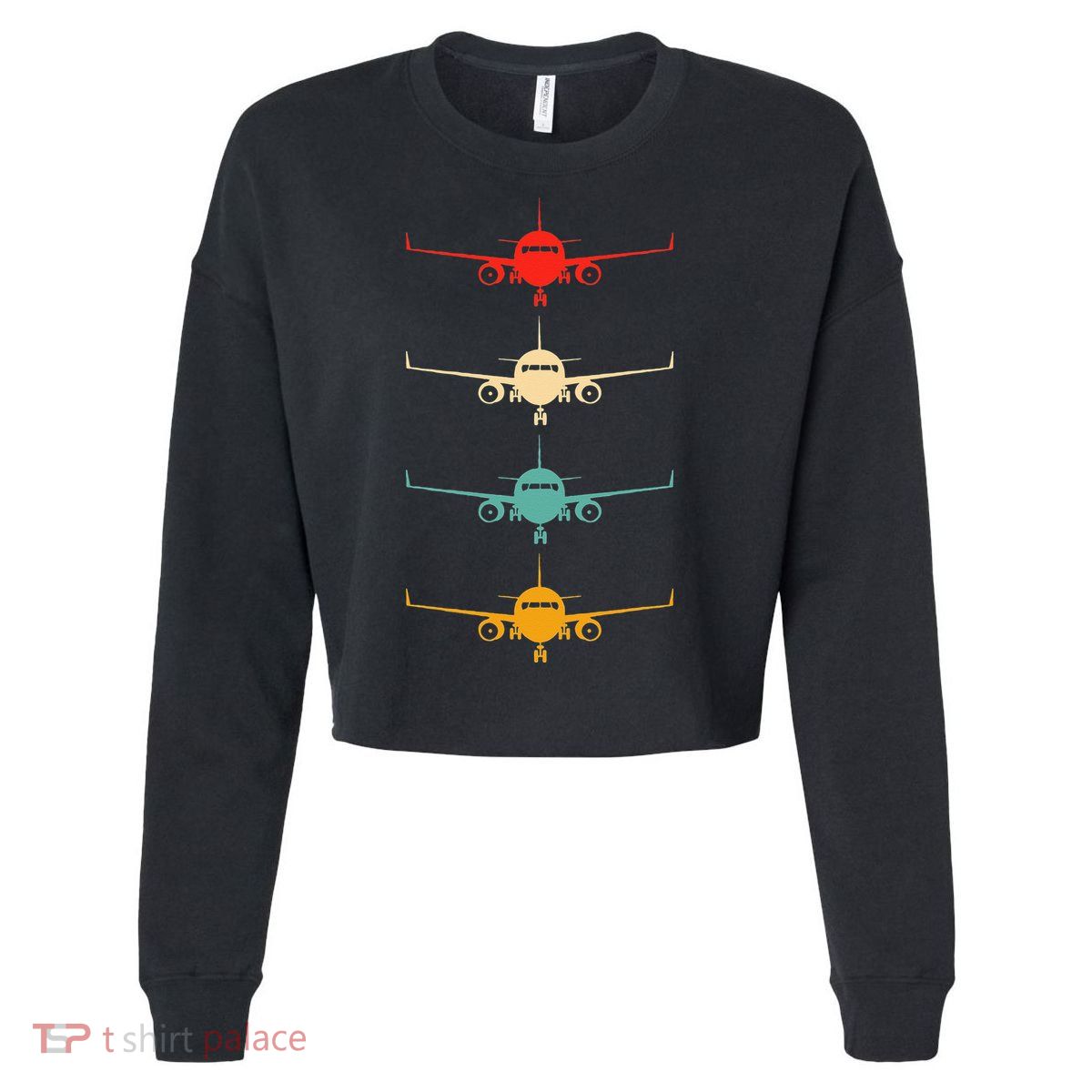 Aviation Airplane Flying Airline Funny Vintage Pilot Cropped Pullover Crew