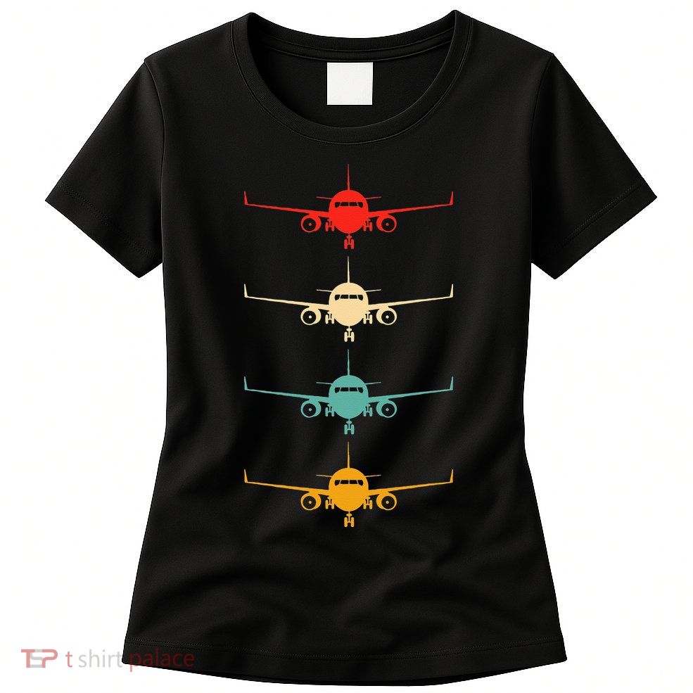 Aviation Airplane Flying Airline Funny Vintage Pilot Womens T-Shirt