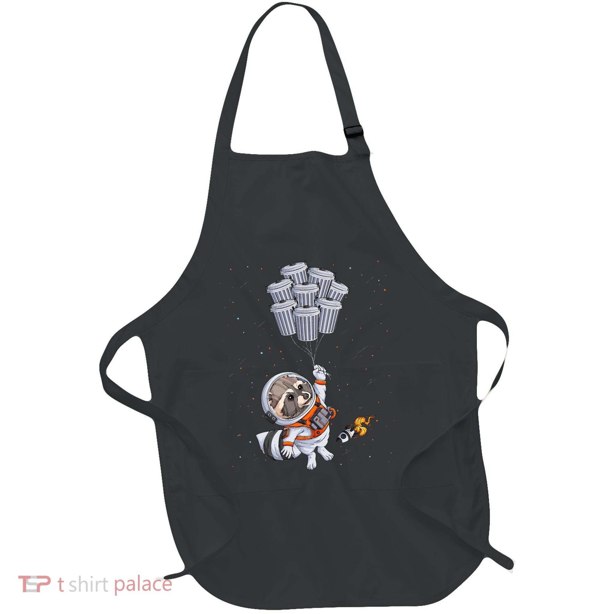 Astronaut Animal Funny Raccoon Moon Trash Cans Space Full-Length Apron With Pockets