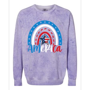 America American Flag Patriotic 4th Of July Rainbow Meaningful Gift Colorblast Crewneck Sweatshirt