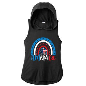 America American Flag Patriotic 4th Of July Rainbow Meaningful Gift Ladies PosiCharge Tri-Blend Wicking Draft Hoodie Tank