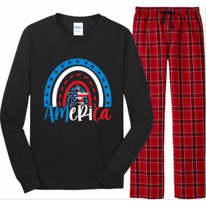 America American Flag Patriotic 4th Of July Rainbow Meaningful Gift Long Sleeve Pajama Set