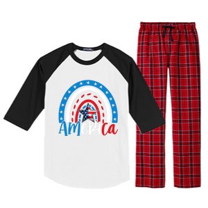 America American Flag Patriotic 4th Of July Rainbow Meaningful Gift Raglan Sleeve Pajama Set