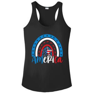 America American Flag Patriotic 4th Of July Rainbow Meaningful Gift Ladies PosiCharge Competitor Racerback Tank