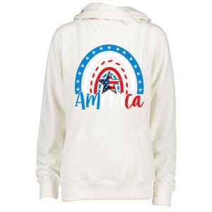 America American Flag Patriotic 4th Of July Rainbow Meaningful Gift Womens Funnel Neck Pullover Hood