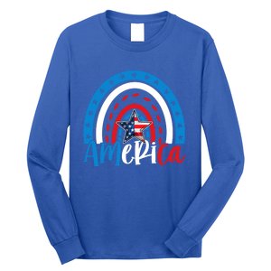 America American Flag Patriotic 4th Of July Rainbow Meaningful Gift Long Sleeve Shirt