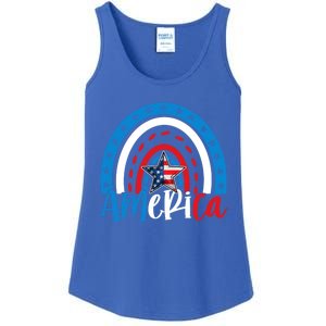 America American Flag Patriotic 4th Of July Rainbow Meaningful Gift Ladies Essential Tank