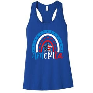 America American Flag Patriotic 4th Of July Rainbow Meaningful Gift Women's Racerback Tank