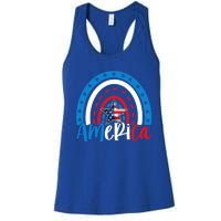 America American Flag Patriotic 4th Of July Rainbow Meaningful Gift Women's Racerback Tank