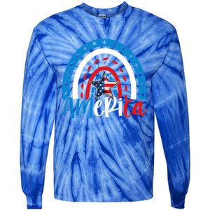 America American Flag Patriotic 4th Of July Rainbow Meaningful Gift Tie-Dye Long Sleeve Shirt