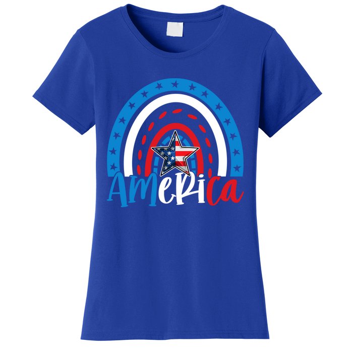 America American Flag Patriotic 4th Of July Rainbow Meaningful Gift Women's T-Shirt