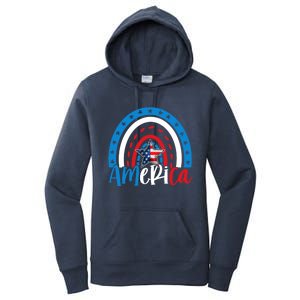 America American Flag Patriotic 4th Of July Rainbow Meaningful Gift Women's Pullover Hoodie