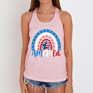 America American Flag Patriotic 4th Of July Rainbow Meaningful Gift Women's Knotted Racerback Tank