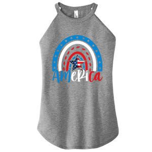 America American Flag Patriotic 4th Of July Rainbow Meaningful Gift Women's Perfect Tri Rocker Tank